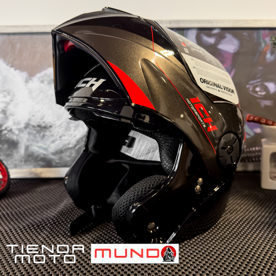 CASCO ABATIBLE ICH 3110 ZURIAL NEGRO ROJO  RD