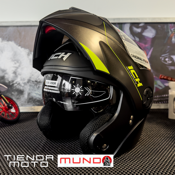 CASCO ABATIBLE ICH 3110 ZURIAL NEGRO AMARILLO NEON RD
