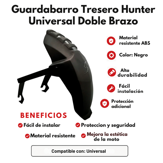 GUARDABARRO TRASERO HUNTER UNIVERSAL DOBLE BRAZO