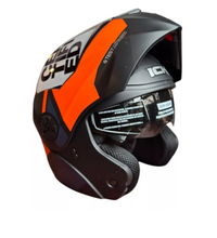 CASCO ABATIBLE ICH 3110 WIND NEGRO MATE NARANJA T L