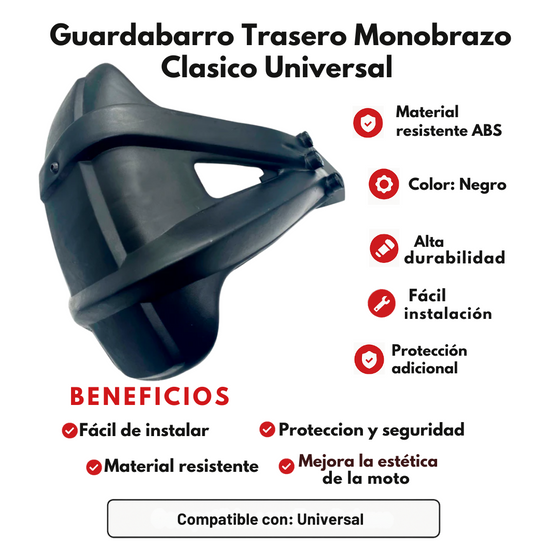 GUARDABARRO TRASERO MONOBRAZO CLASICO UNIVERSAL