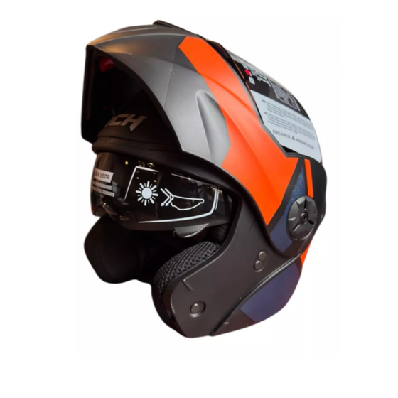 CASCO ABATIBLE ICH 3110 WIND NEGRO MATE NARANJA T L
