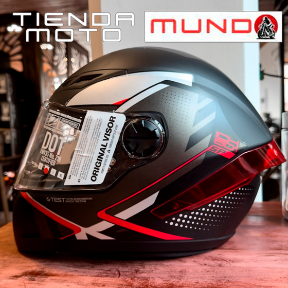 CASCO INTEGRAL ICH 501 SP NEGGAZ NEGRO ROJO SM M VISOR TRANSPARENTE