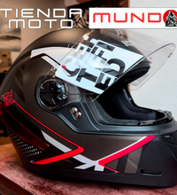 CASCO INTEGRAL ICH 501 SP NEGGAZ NEGRO ROJO SM M VISOR TRANSPARENTE