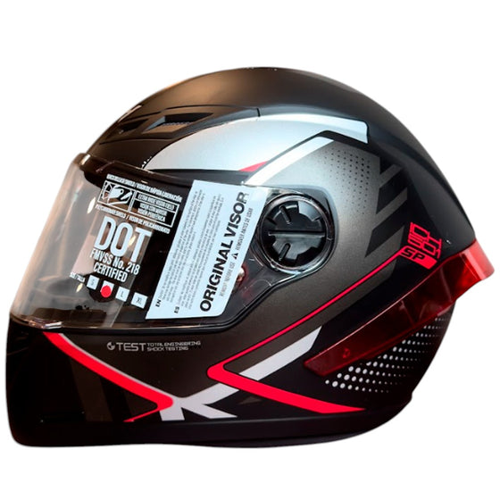 CASCO INTEGRAL ICH 501 SP NEGGAZ NEGRO ROJO SM M VISOR TRANSPARENTE