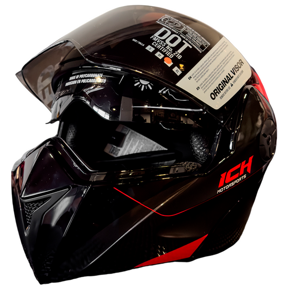 CASCO ABATIBLE ICH 3110 ZURIAL NEGRO ROJO  RD