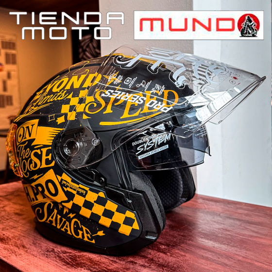 Casco Abatible Shaft Pro240DV NEG DORADO RETRUM mate
