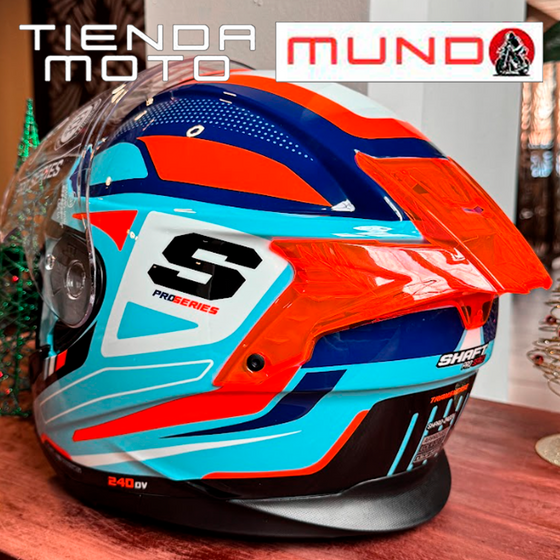 Casco Abatible Shaft Pro240DV AZ CL NARANJA NEGRO TRA Transverse
